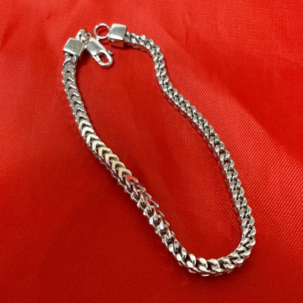 Stunning 8" 925 Sterling Silver Square Franco Bracelet – Brand New